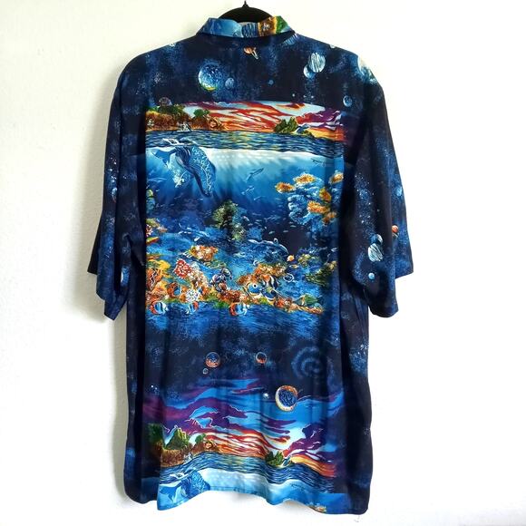 Vintage Reyn Spooner Hawaiian Shirt Robert Lyn Nelson M Ocean Space Button - Picture 2 of 8